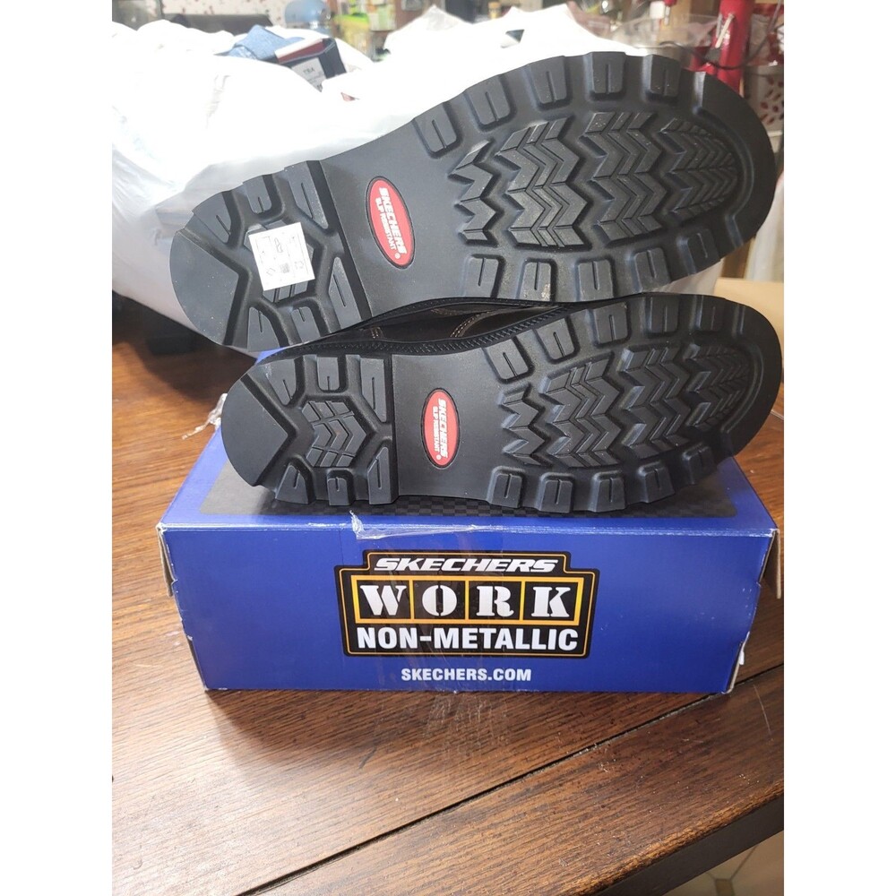 Skechers Work Rotund Finnen Women 8 Brown Carbon Nano Safety Toe Boots NIB - Picture 3 of 4
